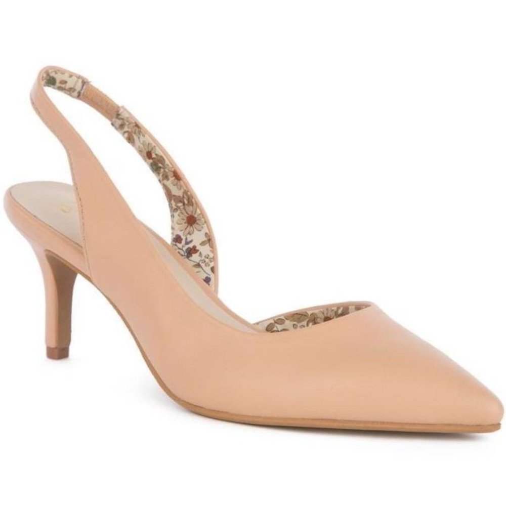 Seychelles Nude/Tan Pointed Toe Slingback Heels